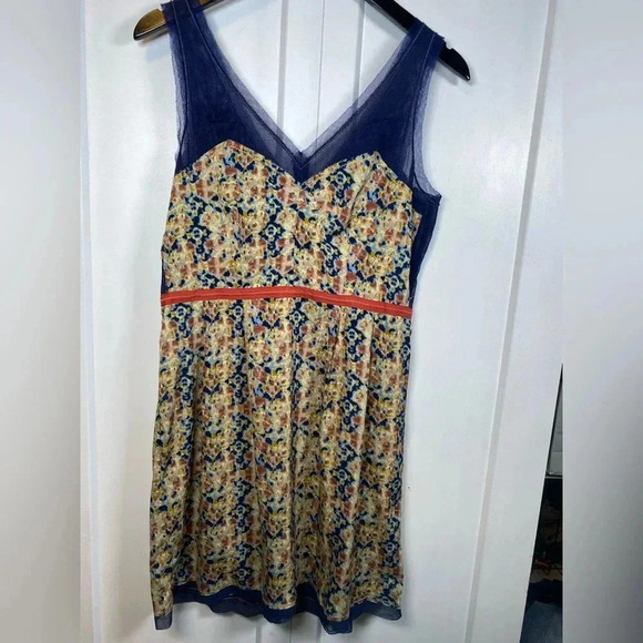 Anthropologie Brand Staring at Stars Abstract Floral Dress SunDress - Size 10 - Picture 1 of 8